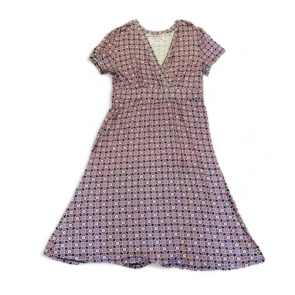 Croft & Barrow Pink and Black Patterned Midi Dress